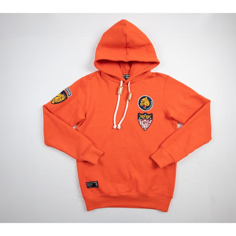Izzue Sweatshirt Mens Small Orange Hoodie Pullover IZ X04 ARMY Sweater Adult